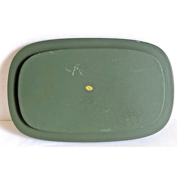 Decorated Oval Wooden Basket Lid Snowman Skating Primitive Green Christmas 9x5 - Picture 2 of 3